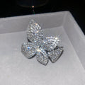 Silver Pave Rhinestone Flower Leaf Open Statement Ring view 1