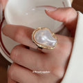 Gold Silver Open Rings Crescent Starfish Flower Dual Band view 3