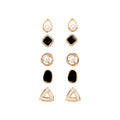 Black White Pearl Gold Stud Earring Five Pair Multipack view 5