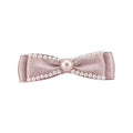 Pink Satin Pearl Rhinestone Bow Hair Combs and Clips view 5