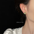 Gold Tone Green Stone Teapot Outline Stud Earrings For Women view 3