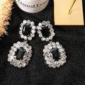 Black Crystal Double Rectangle Clip On Drop Earrings view 6