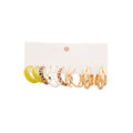 Mixed Hoop Earring Six Pair Set Gold Pearl Leopard Green view 5