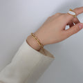 Open Link Chain Bracelet Gold Steel Tone Metal Alloy view 6