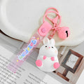 Cartoon Animal Resin Figure Keychain With Bell And Clear Wrist Strap view 3