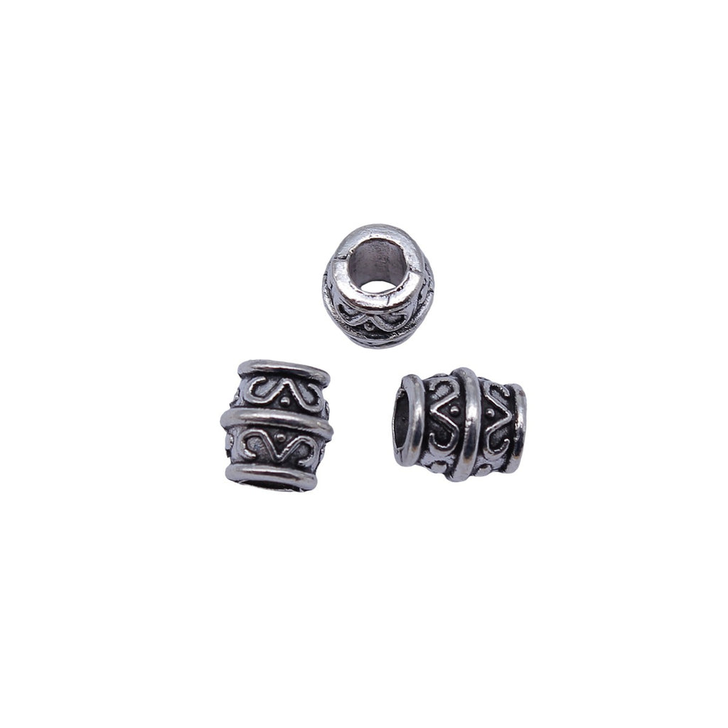 8.1x7.7x7.7mm 1.1g Antique Silver Zinc Alloy Carved Round Large Hole Spacer Beads for DIY Bracelet Jewelry