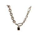 Silver Mixed Link Chain Necklace Black Square Pendant view 5
