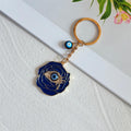 Red and Navy Rose Blue Evil Eye Metal Keychains in Two Styles view 3