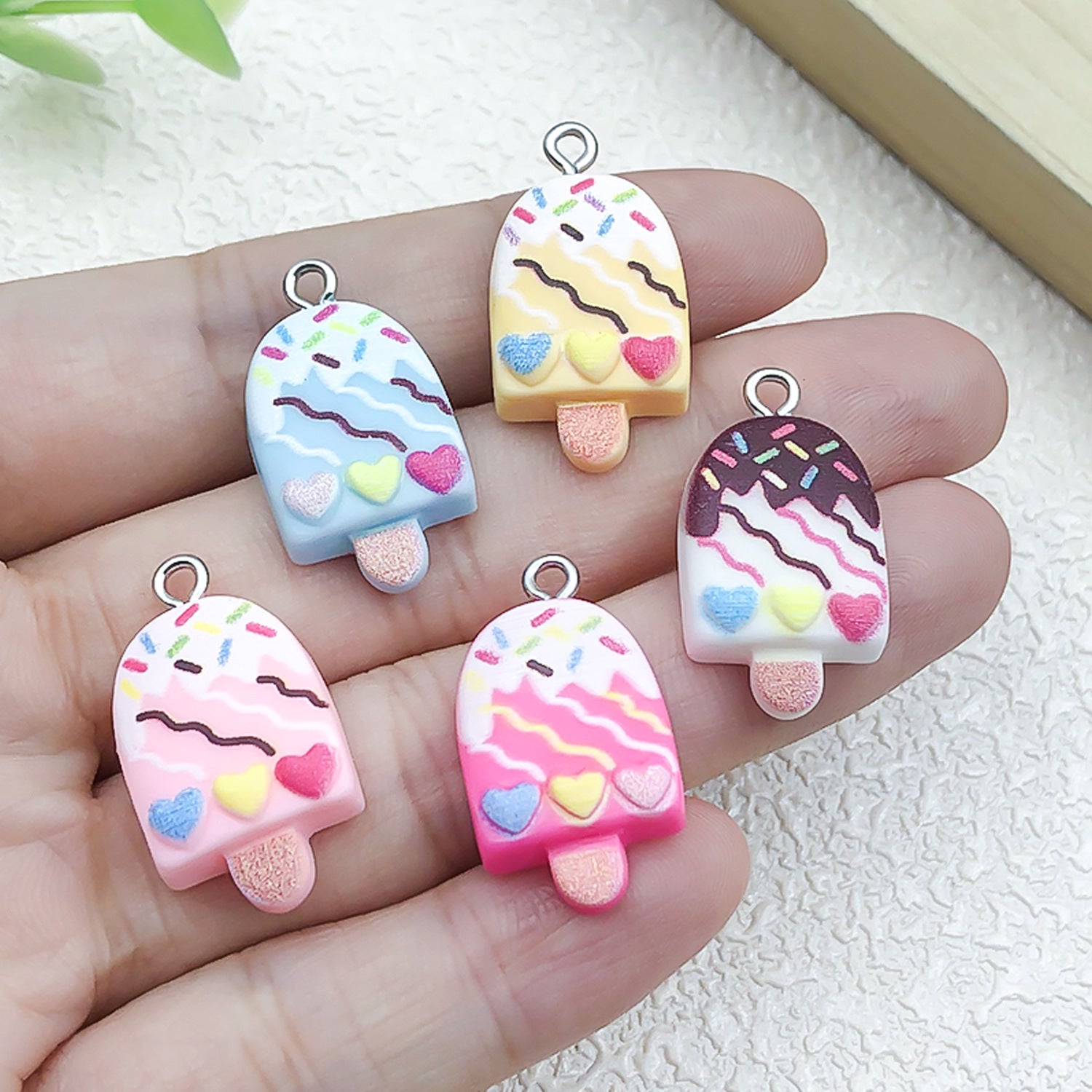 Simulation Resin Ice Cream Popsicle Charm Pendant for DIY Earrings Necklaces Keychains