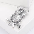 Owl Brooch With Large Oval Crystal Body in Red or Blue view 4
