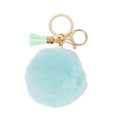 Faux Fur Pom Pom Keychain Gold Ring Soft Tassel Charm view 5