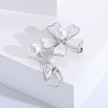 Mother of Pearl Flower Pearl Brooch Gold Silver Tones view 4