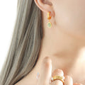 Gold Green Aventurine Oval Pendant Necklace Drop Earrings view 4
