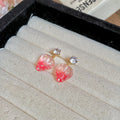 Pink Strawberry Crystal Drop Stud Earrings Fashion Jewelry view 6