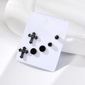 Black Tone Mixed Motif Stud Earring Three Pair Sets view 11