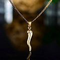 Chili Horn Pendant Necklace Flat Link Chain Metal Alloy view 2