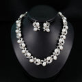 Black Silver Tone Lock Pearl Look Metal Necklace and Earring Set view 1