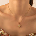 Gold Square Evil Eye Pendant Necklace Matching Ring Set view 3