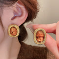 Brown Resin Geometric Stud and Clip On Earrings Collection view 7