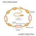 Gold Oval Czech Glass Station Bracelet Stainless Steel view 8