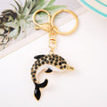 Rhinestone Dolphin Keychain Gold Metal Crystal Bag Charm view 4