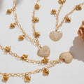 Gold Heart Drop Necklace Pavé Zircon Pendant Charms view 1