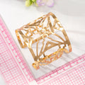 Gold Tone Wide Irregular Geometric Openwork Cuff Bracelet view 3
