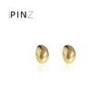 Polished Pebble Oval Bean Stud Earrings Gold Silver view 2