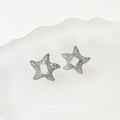 Gold Pave Starfish Stud Earrings Aqua Center Stone view 4