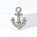 Rhinestone Anchor Brooch in Gold or Silver Decorative Lapel Pin view 4