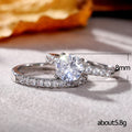 Silver Tone Round Clear Stone Ring And Band Set Slim Band view 5