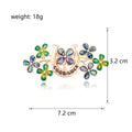 Green Blue Gold Tone Four Leaf Clover Metal Brooch Pin view 2