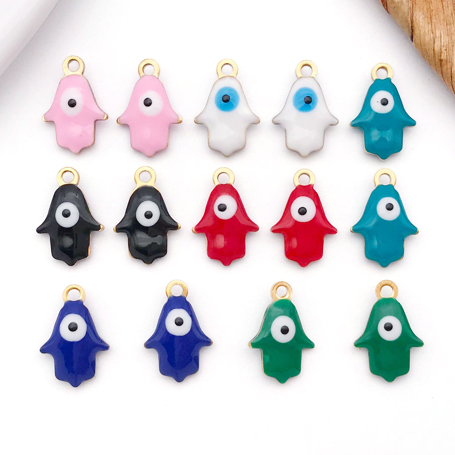 Enamel Stainless Steel Evil Eye Hand Charm Pendant for DIY Earrings and Necklace Jewelry