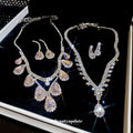 Two Silver Tone Crystal Necklace Earring Sets With Teardrop Designs view 3