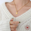 Gold OT Toggle Clasp Beloved Round Disc Chain Necklace view 4