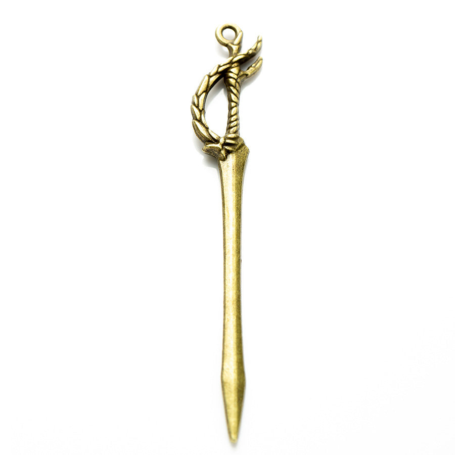 70x12mm Vintage Long Sword Alloy Charm Pendant
