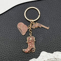 Brown-Led Western Cowboy Hat Boot and Pistol Keychain Pair view 4