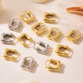 Thick Square U Hoop Earrings in Gold and Silver Tone view 2