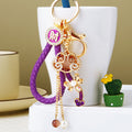 Jeweled Ruyi Tassel Keychains in Five Colors with Long Chain Accents view 3