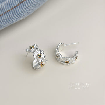 Silver Tone Clear Crystal Cluster Huggie Hoop Earrings For Women