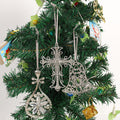 Silver Rhinestone Cross Bell Teardrop Metal Tree Ornaments view 1