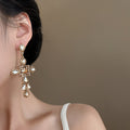 Crystal Cross Drop Stud Earrings in Silver or Champagne Gold Tone view 4
