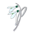 Enamel Snowdrop Flower Brooch for Jackets Scarves and Coats view 2