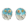 Silver Ocean Beach Stud Earrings With Starfish Pearl And Gold view 5