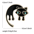 Long-Tail Cat Brooch in Metal with Glossy Enamel Body with Blue Crystal Eyes view 7
