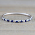 Pink And Blue Stone Half-Eternity Slim Ring In Silver Tone view 1