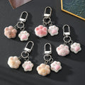 Flocked Cat Paw Dual Charm Keychain Five Color Options view 1
