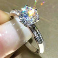 Silver Tone Solitaire Ring with Clear Stone Band Polished Metal Jewelry view 2