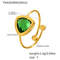 Open Gold Ring With Triangle Faceted Czech Glass Stone view 11