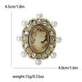 Cameo Woman Brooch With Pearl and Crystal Frame in Two Tones view 4